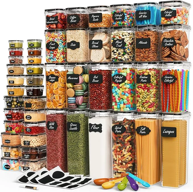 Luxury Chef's Path Ultra Large - 48 Pack Food Storage Containers Kitchen and Pantry Organization Canisters for Ce Dry Food Flour and Sugar BPA Includes 24 LabelsAbout ThisOverview Consistent