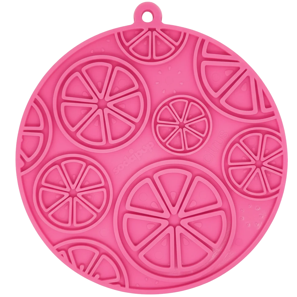 Versatile Citrus Design eMat - Enrichment Lick Mat For Dogs and Cats - with Suction Cups USA Made Fine