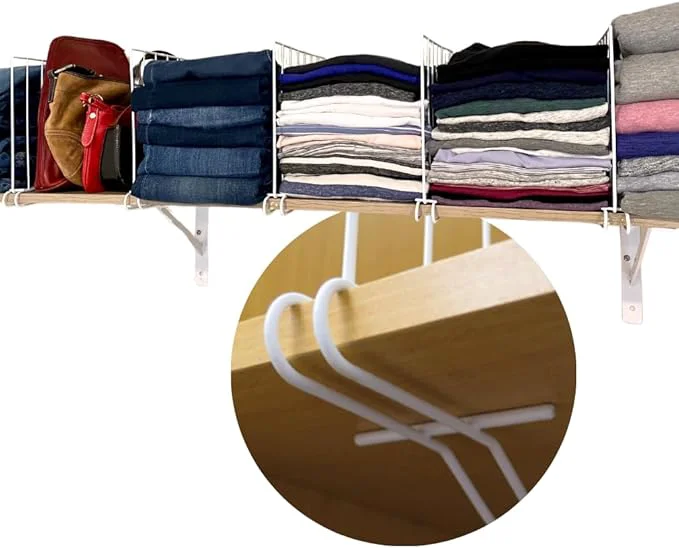 Prestigious Evelots Shelf Dividers for Wood Shelf 8 Pack Closet Organizers and Storage for Clothes Purse Pantry - No Crack Solid Steel Construction-12 Inch Tall Shelf Organizer -Stable Reinforced Wide BottomAbout This Genuine