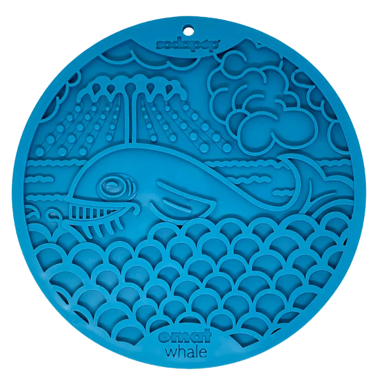 Safe Whale eMat - Enrichment Lick Mat for Dogs and Cats - with Suction Cups Whale Design USA Made Excellent