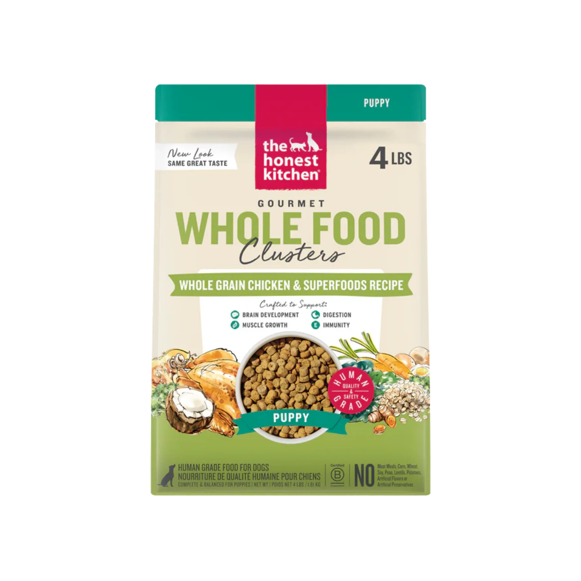 Elite The Honest Kitchen Whole Grain Chicken Clusters for Puppies Dry Dog Food Organic