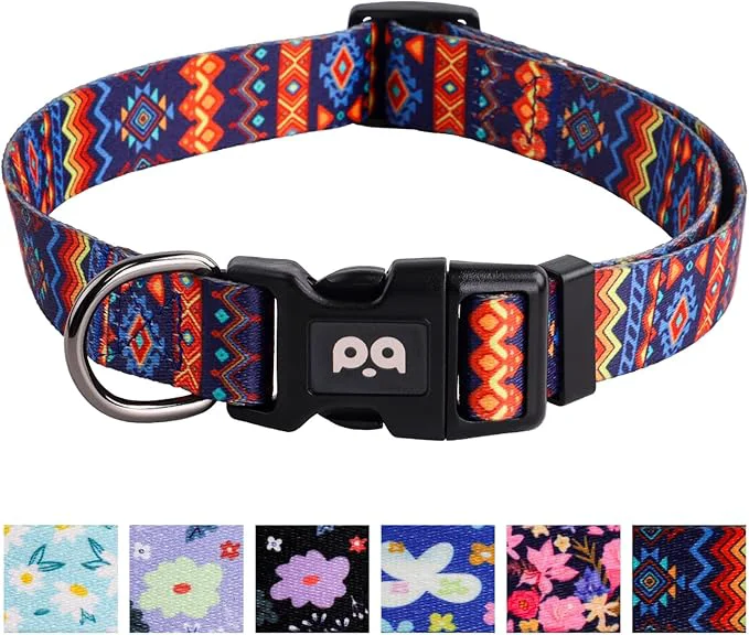 Dependable QQPETS Adjustable Soft Dog Collar Print Flower Pink Multicolor Cute Patterns Casual