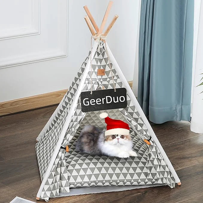 Elegant Pet Teepee Portable Pet Tents for Small Dogs or Cats Puppy Sweet Bed Washable Dog or Cat Houses with Cushion Grey2 24in About ThisOverview Green
