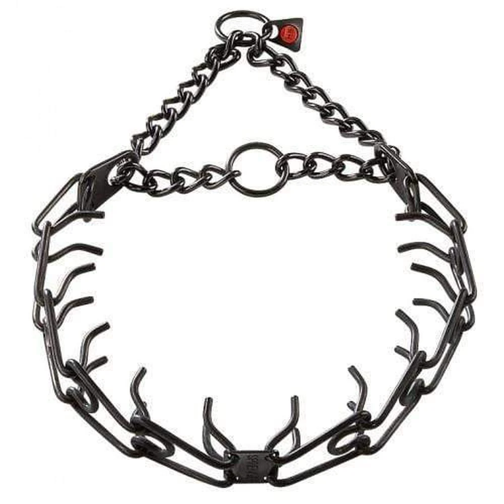 Organic Herm Sprenger - ULTRA-PLUS Training Collar with Center-Plate and Assembly Chain - Standard Version - Black Stainless Steel Luxury