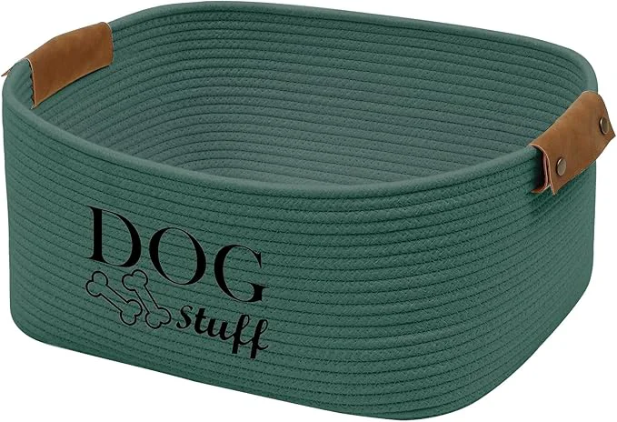 Professional Geyecete Square Dog toy basket storage Cotton Rope Storage Basket Pet Pet Toy And Accessory Storage Bin Doy Toy Box-GreenAbout ThisOverview Environmentally Friendly