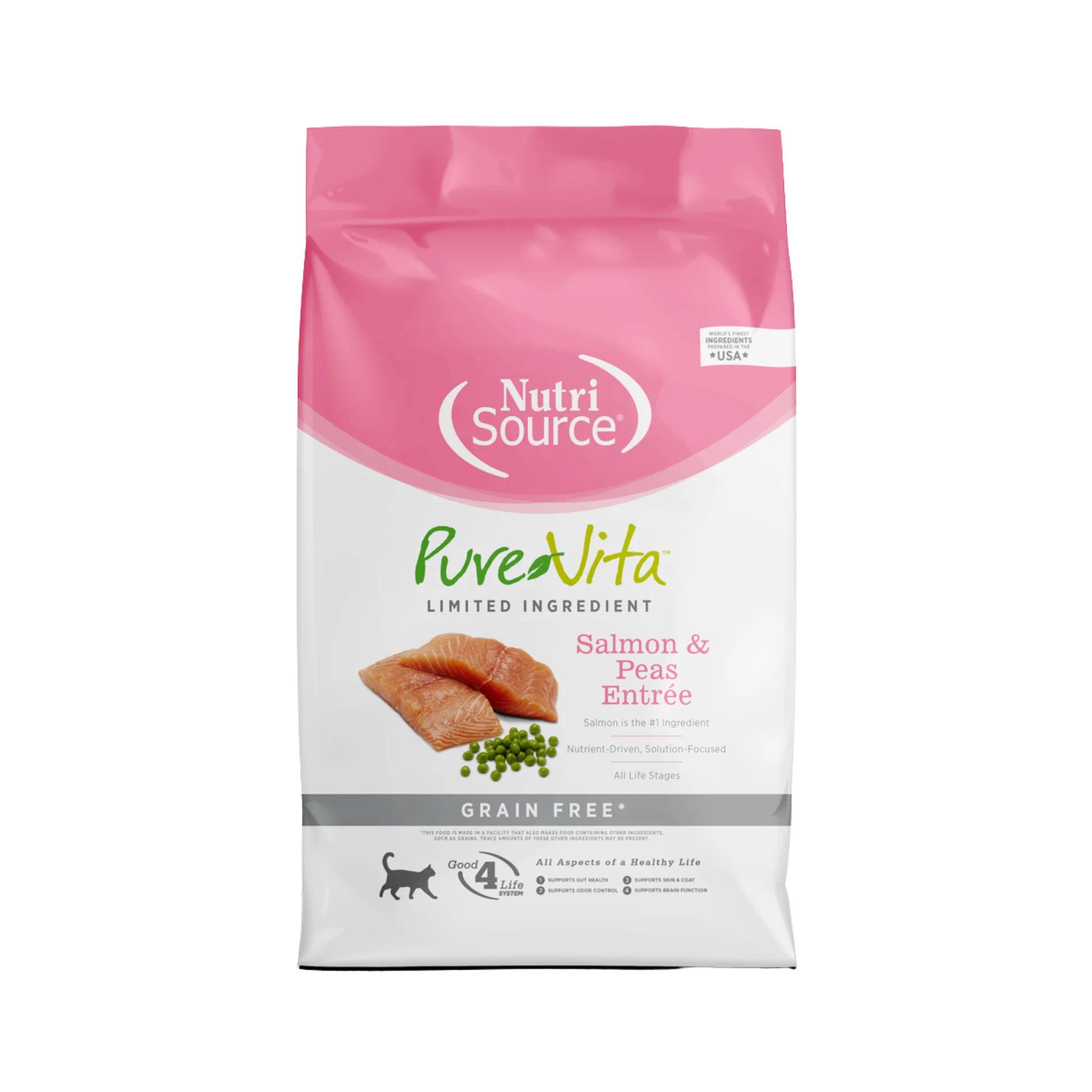 Powerful NutriSource PureVita Grain Salmon Peas Entrée Limited Ingredient Cat Food Artisan