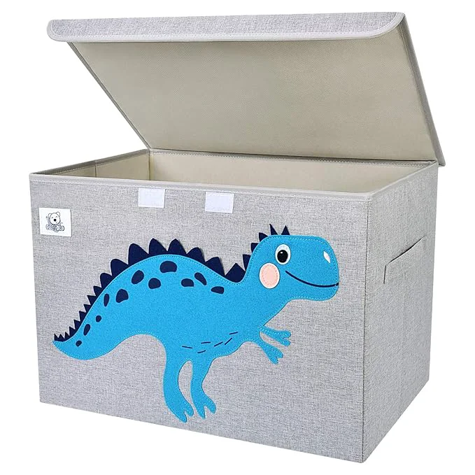 Secure CLCROBD Foldable Large Kids Toy Chest with Flip-Top Lid Collapsible Fabric Animal Toy Storage Organizer Bin Box Basket Trunk for Toddler Children and Baby Nursery Dinosaur Premium