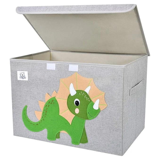 Practical CLCROBD Foldable Large Kids Toy Chest with Flip-Top Lid Collapsible Fabric Animal Toy Storage Organizer Bin Box Basket Trunk for Toddler Children and Baby Nursery Triceratops Superior