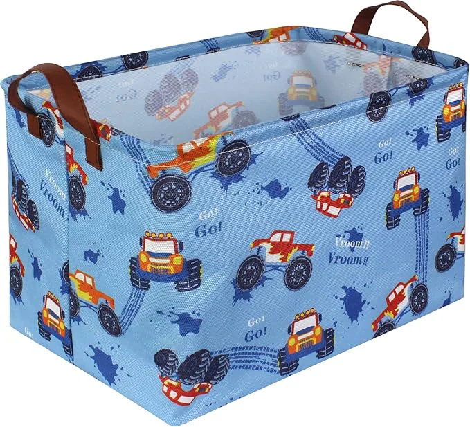 Unique Rectangular Monster Truck Basket Organizer.Kids Baskets Boys Storage Basket with Handles.Car Bins for Kids Books Gifts Storage. Monster Trucks About ThisOverview Excellent