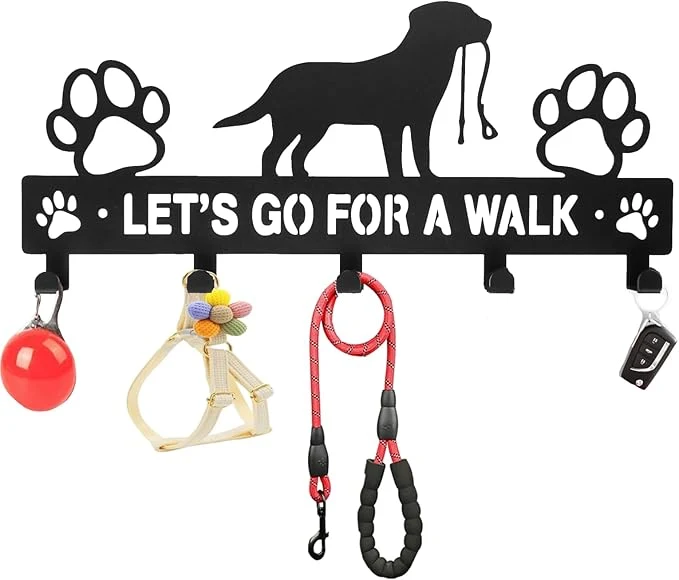 Classic 5-Hooks Dog Leash Holder for Wall， Dog Accessory Holder ，Metal Key Holder Leash HooksAbout ThisOverview Long-Lasting