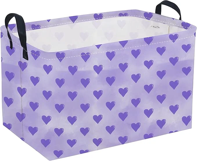 Elite Sanjiaofeng Rectangular Valentine's Day Basket Love Storage Bins Girls Storage Basket with Handles.Clothers Books Kid's Gifts Bins. Purple love About ThisOverview Sustainable