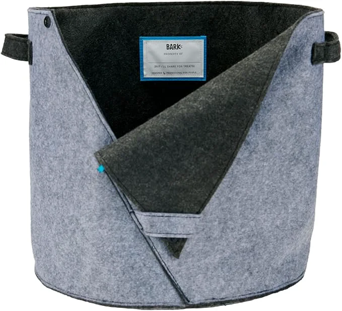 Selected Barkbox – Felt Storage Bin for Dog Toys – Long Lasting Pet Supplies Container – Dog Home Decor Organizer for Tennis Balls Squeaker Toys Leashes Collars and More – Standard Size 12 x 13 About This Unique