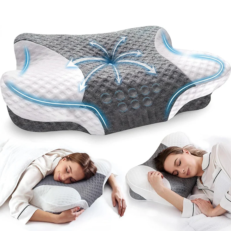 Sustainable Breathable Cervical Pillow - Ergonomic Neck Support Pillow for Cervical Spine Relief and Strain Reduction Casual
