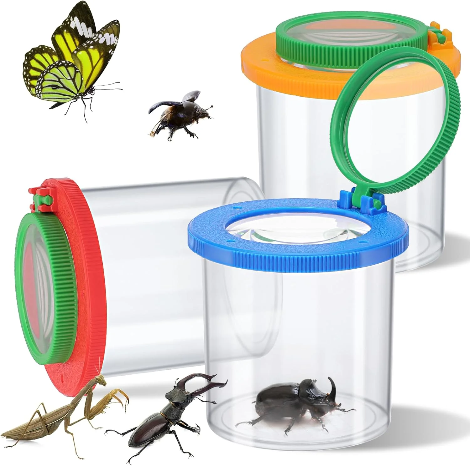 Long-Lasting Coopay 3 Pieces Magnifying Insect Box - Bug Viewer Critter Insect Cage Container Bug Catcher Cage Jar Collecting Kit for Children Kids Science Nature Exploration Tools Artisan