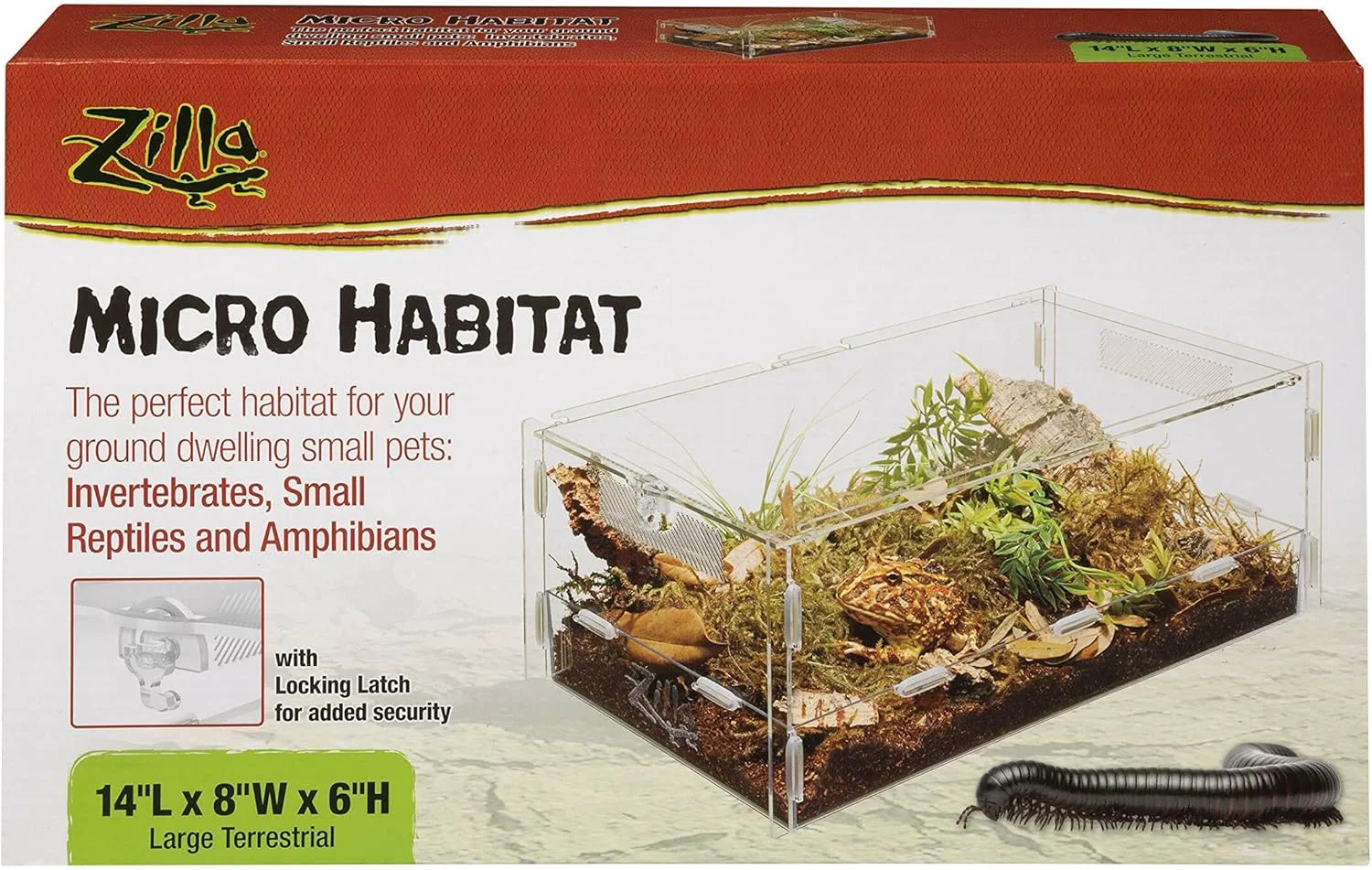 Comfortable Zilla Micro Habitat Terrarium Terrestrial with Locking Latch for Isopods Spiders Insects Large Trusted