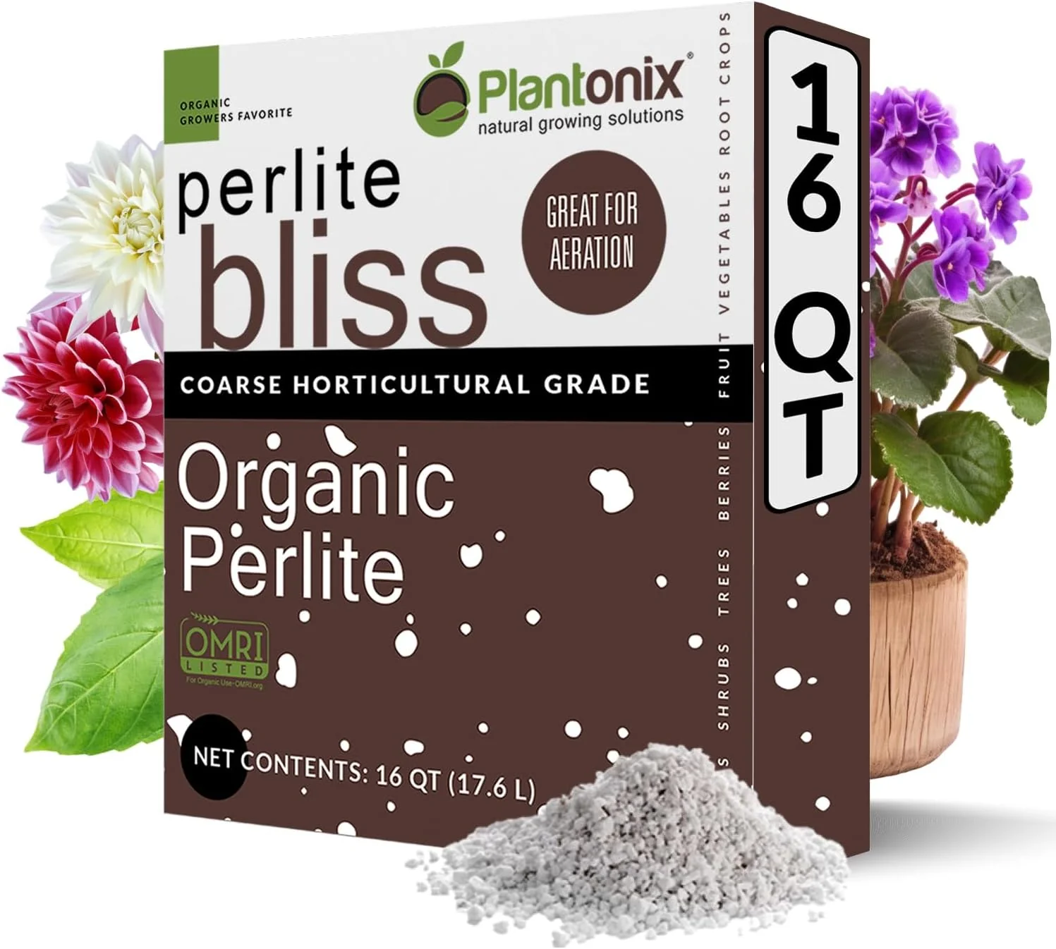 Comfortable Perlite Bliss 16 Qts - Organic Perlite for Plants - Coarse Perlite Bulk Soil Amendment - Chunky Perlite for Plants Potting Soil Garden Soil Coco Coir - Horticultural Perlite for Gardening Classic