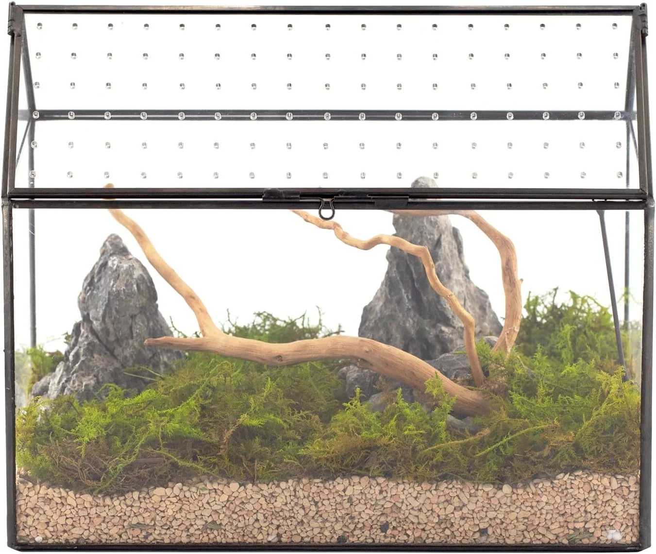Easy-to-Use NCYP House Shape Glass Terrarium with Acrylic Lid - 10.2x5.9x8.2 Inches Large Geometric Box for Snails Ferns Succulents Air Plants Indoor Tabletop Decor Handmade Terrarium Only Enhanced