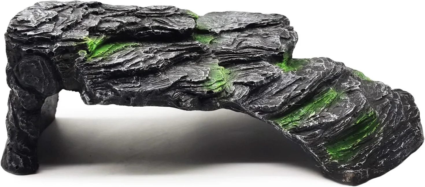 Eco-Friendly Turtle Basking Platform Large Tortoise Dock Resting Rock Turtle Climbing Ramp Shale Step Ledge Aquarium Terrarium Decor for Tortoise Bearded Dragon Lizard Chamelon Frog Gecko Snakes Iguana Betta Fish Natural