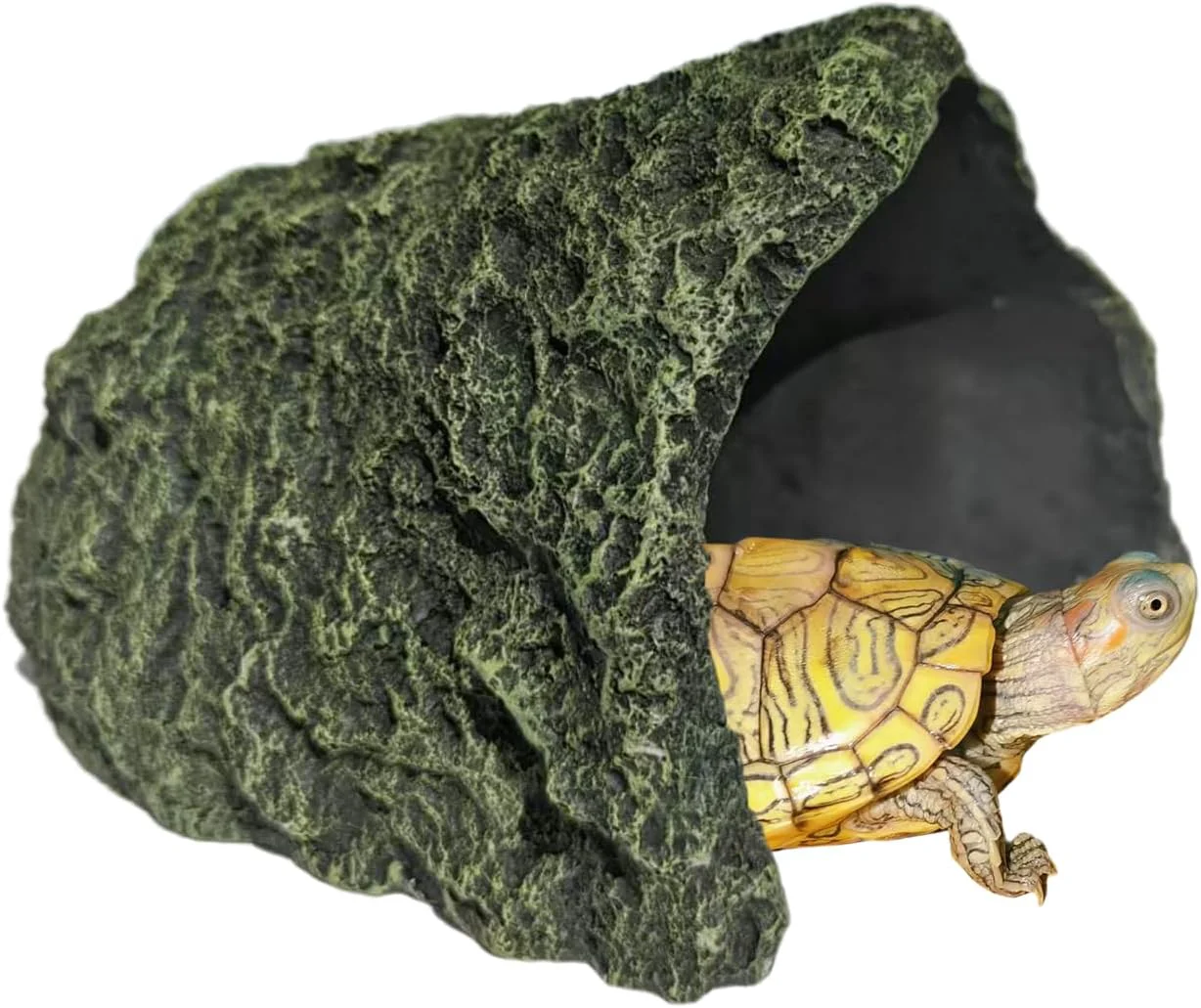 Verified Oversize Resin Rock Reptiles Large Hideout Cave – I for Turtles Lizards Bearded Dragons Leopard Geckos Snakes Amphibians Small Pets and Fish – for Aquarium and Terrarium Habitat Decor Reusable