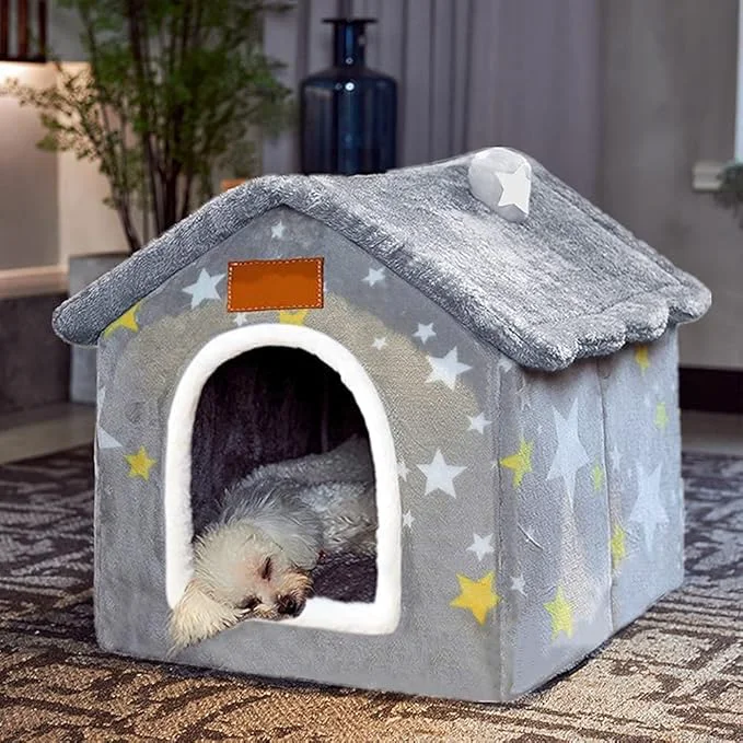 Genuine Dog House Indoor Memory Sponge Foldable Dog House Kennel Bed Mat with Cushion for Small Medium Large Dogs Cats Winter Warm Cat Nest Puppy Cave Sofa Pet Products Medium About ThisOverview Reusable