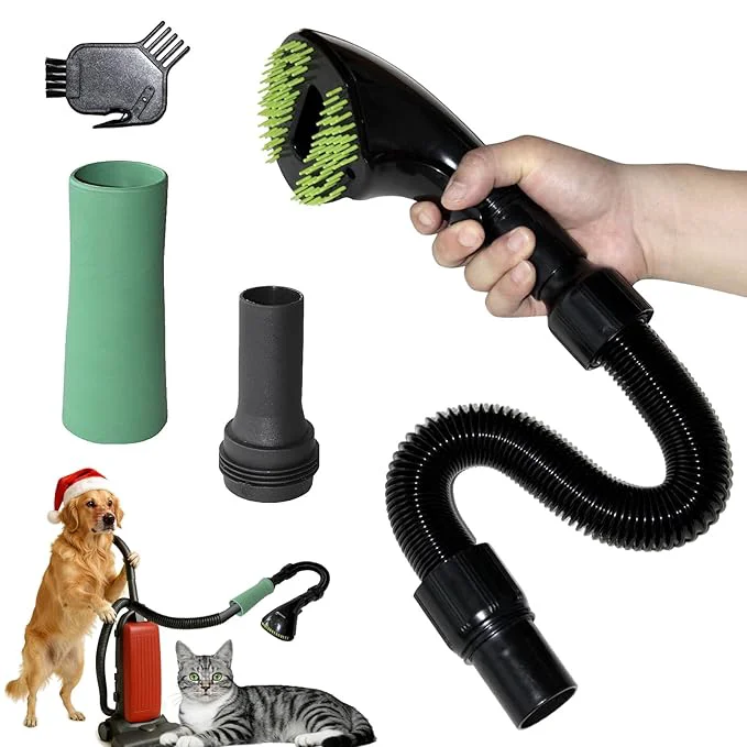 Refined Pet Vacuum Grooming Comb Brush Hair Remover Shedding Deshedding Attachment Tool Kit for Dogs and Cats black Prestigious