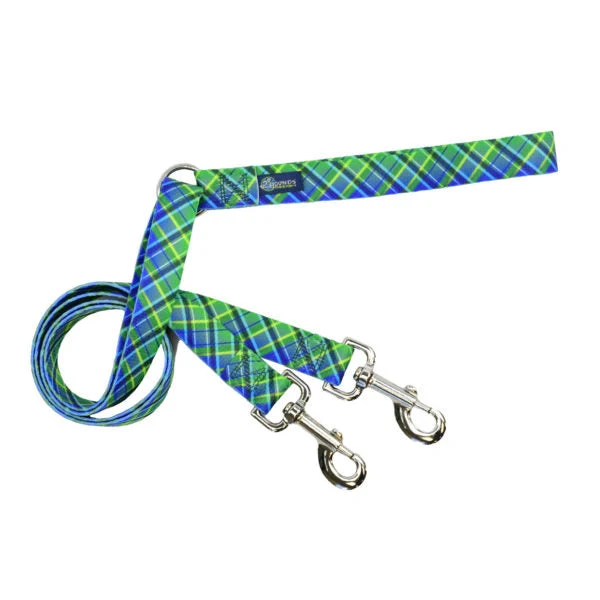 Sophisticated Electric Glow Green Plaid Double Connection Leash – EarthStyle Authentic