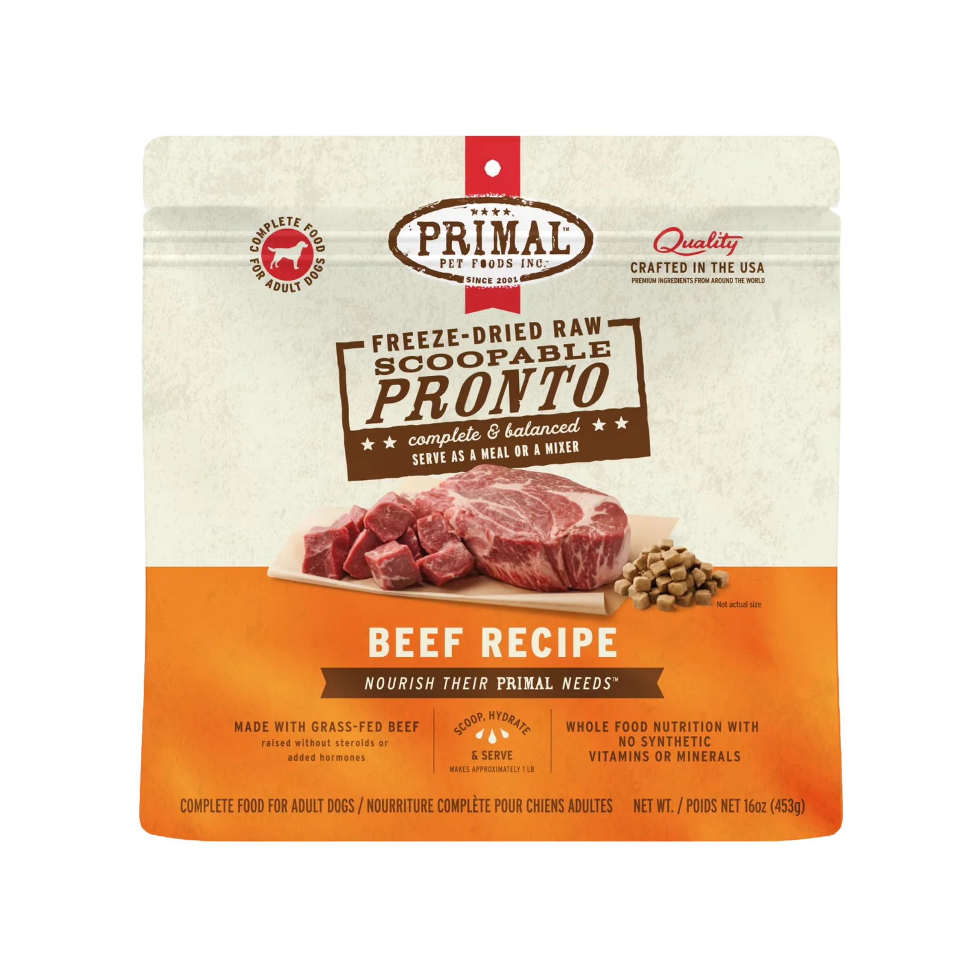Top-Quality Primal ze-Dried Raw Scoopable Pronto Beef Recipe Dog Food Soft