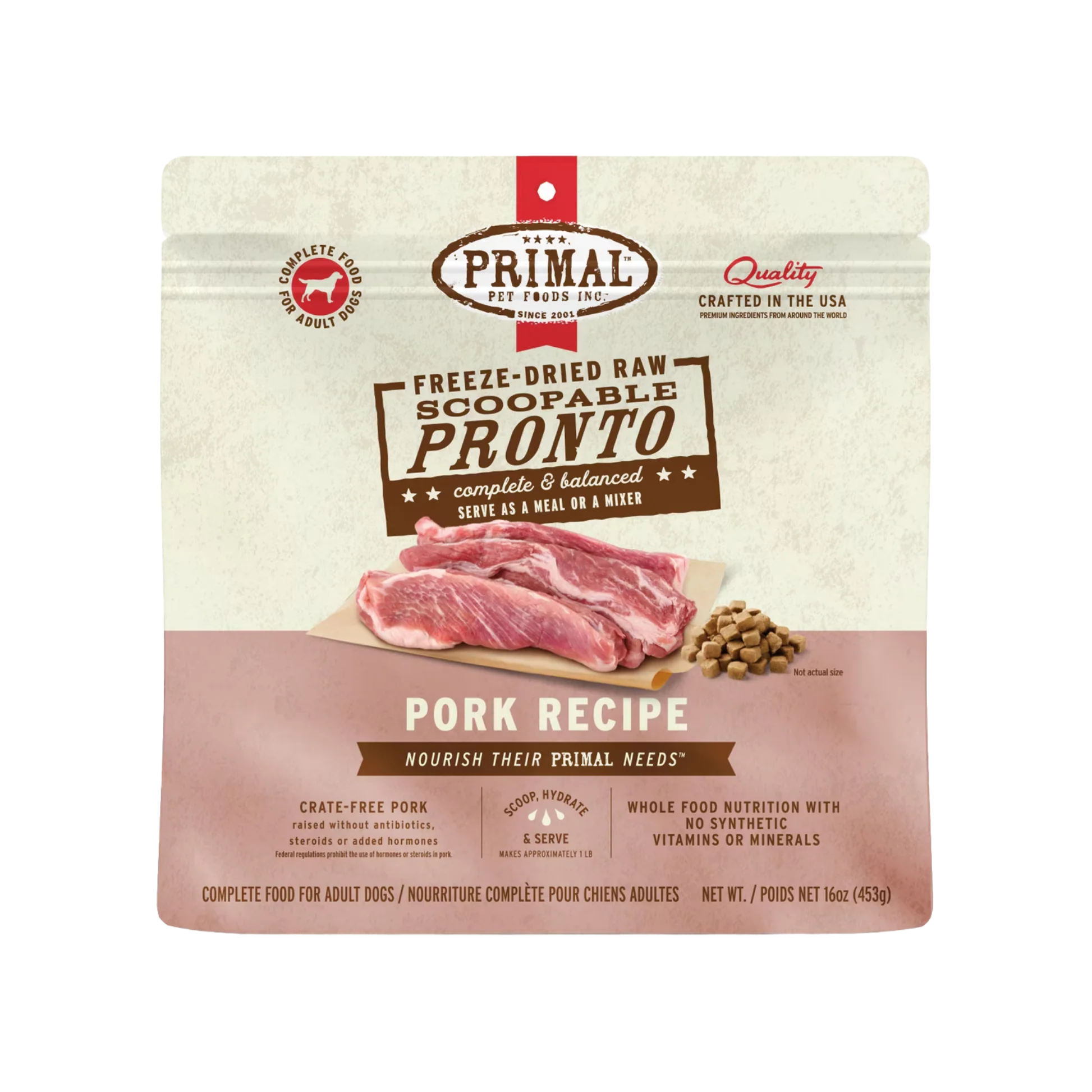 Original Primal ze-Dried Raw Scoopable Pronto Pork Recipe Dog Food Excellent
