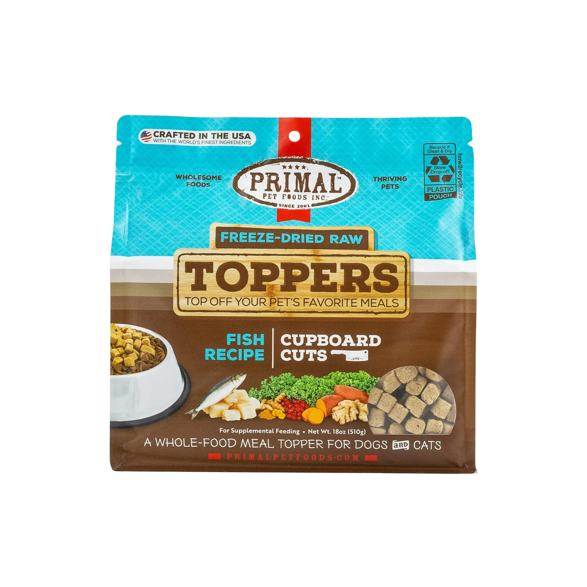 Reliable Primal Cupboard Cuts ze-Dried Raw Fish Recipe Toppers for Dogs Cats 18oz Selected