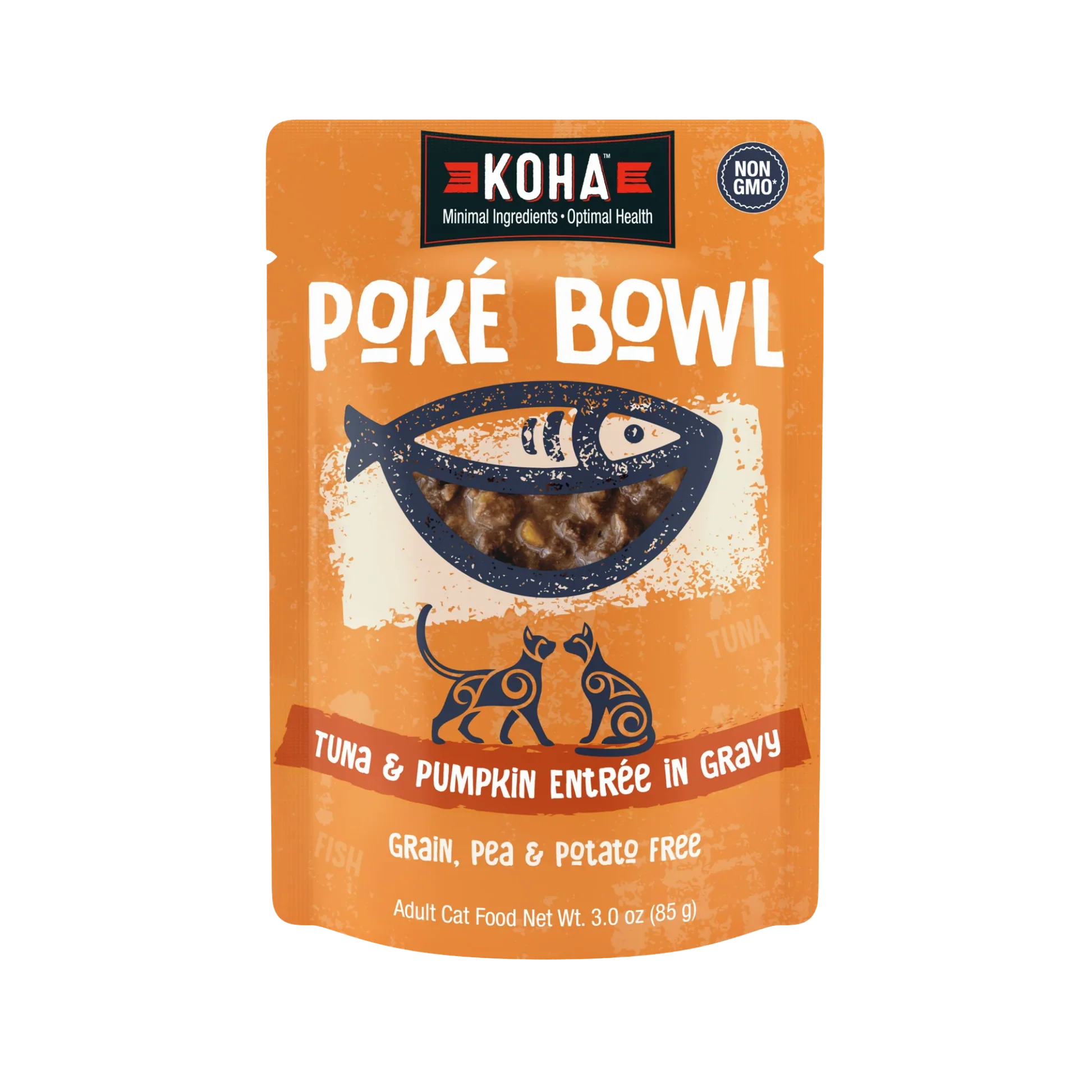 Fashionable Koha Poké Bowl Tuna Pumpkin Entrée in Gravy for Cats 3oz Excellent
