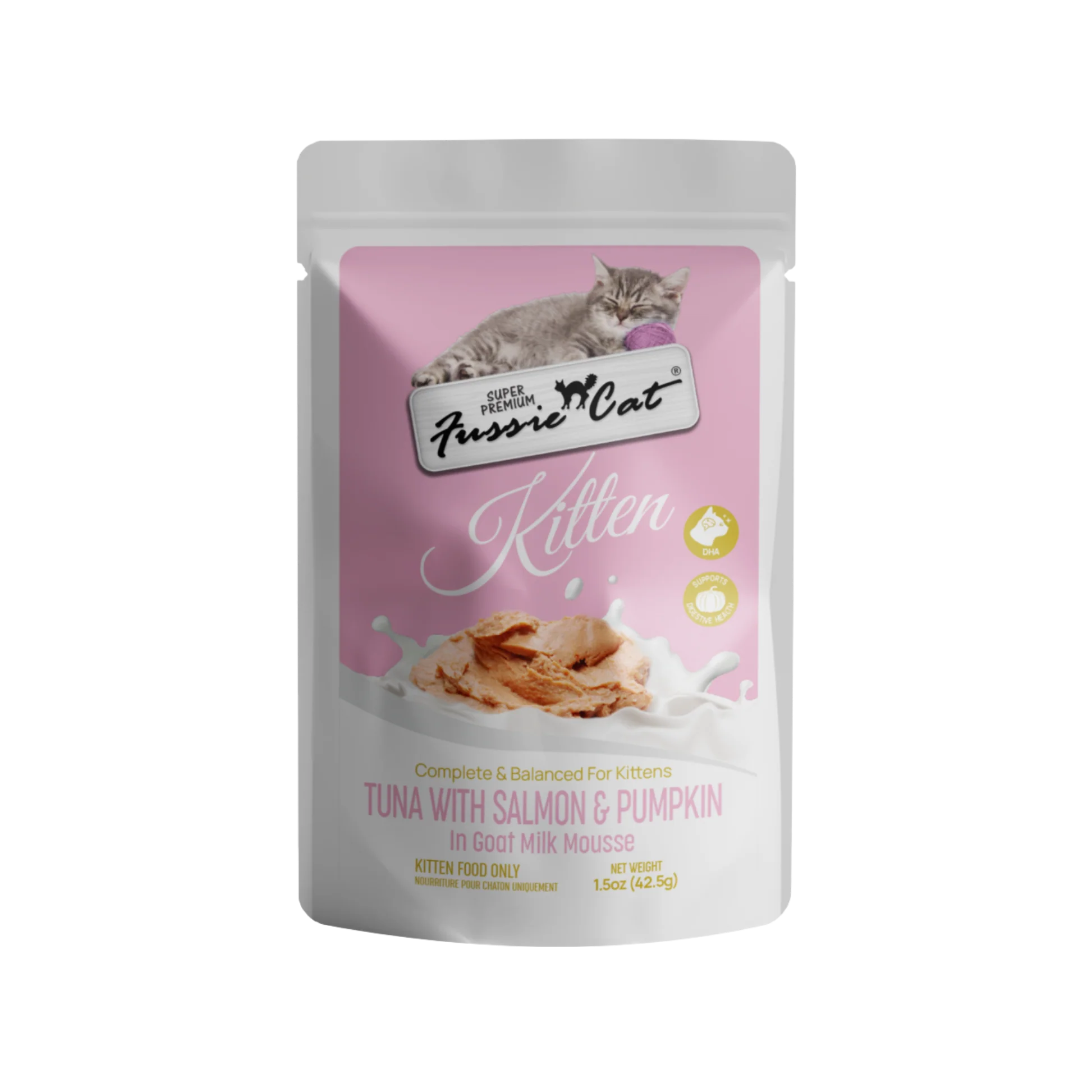 Responsible Fussie Cat Tuna with Salmon Pumpkin in Goat Milk Mousse Kitten Pouch 1.5oz Functional