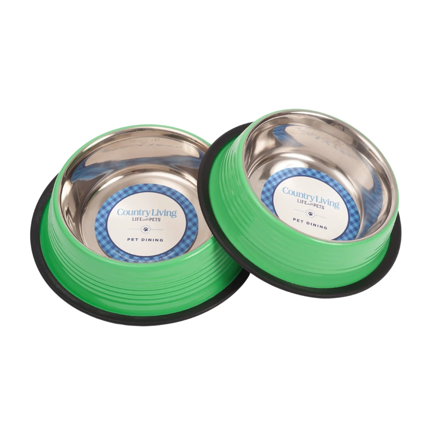 Reliable Country Living Set of 2 Ribbed Non-Slip Pet Bowls – Irish Green High-Performance