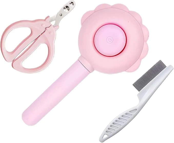 Unique 3-Set Self-Cleaning Pet Grooming Brush - Deshedding Tool for Dogs Cats Skin Friendly Hair Remover for Long Short Haired Pets Professional Dog Cat Brush for Shedding Control Pink About ThisOverview Premium