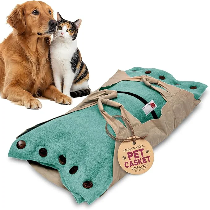 Soft Cocoon® - Eco-Friendly Pet Burial Cremation Ceremony Kit Premium Wool - Casket for Dogs and Cats Choose Size Color Medium Aqua About ThisOverview