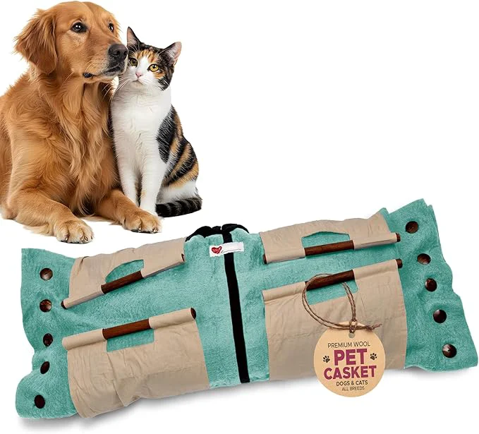 Breathable Cocoon® - Eco-Friendly Pet Burial Cremation Ceremony Kit Premium Wool - Casket for Dogs and Cats Choose Size Color XL Aqua About ThisOverview High-End