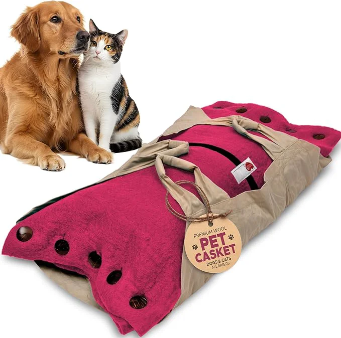 Convenient Cocoon® - Eco-Friendly Pet Burial Cremation Ceremony Kit Premium Wool - Casket for Dogs and Cats Choose Size Color Medium Pink About ThisOverview Reusable