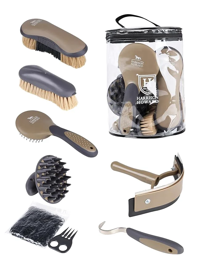 Effective Harrison Howard Horse Grooming Brush Set 7 Essential Grooming Brushes for Daily Horse Care Body Mane Tail Shedding Use BrownAbout This Natural