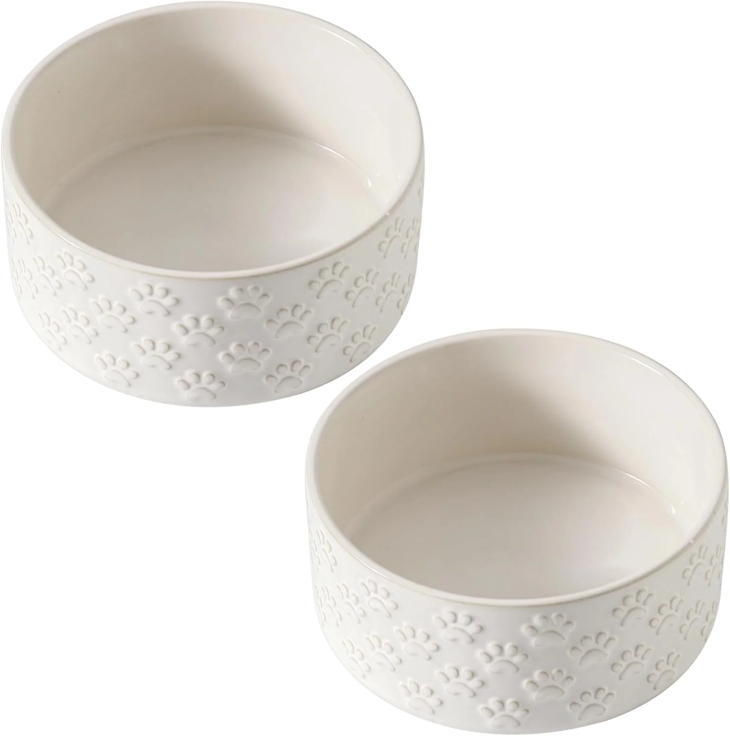 Flexible UBEE Ceramic Dog Food Bowl Set of 2 6.1 inch Dog Dish Bowl with Paw Pattern Pet Food Water Dish Feeding for Small and Meidum Dogs and Large Cat White User-Friendly