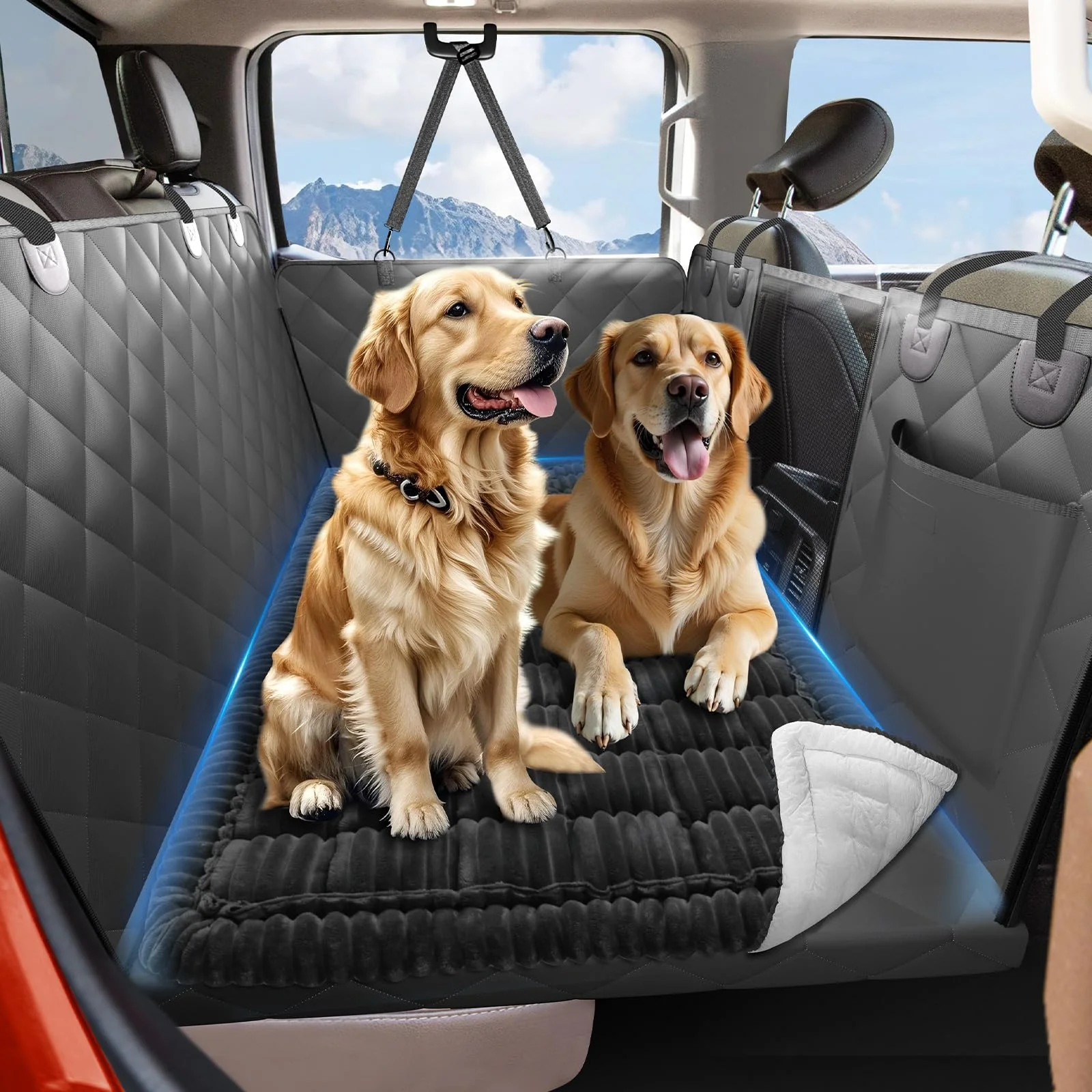 Trendy ROUWINNE Truck Back Seat Dog Bed — Non-Slip Ultra-Soft Travel Mat 59 x27.5 Artisan