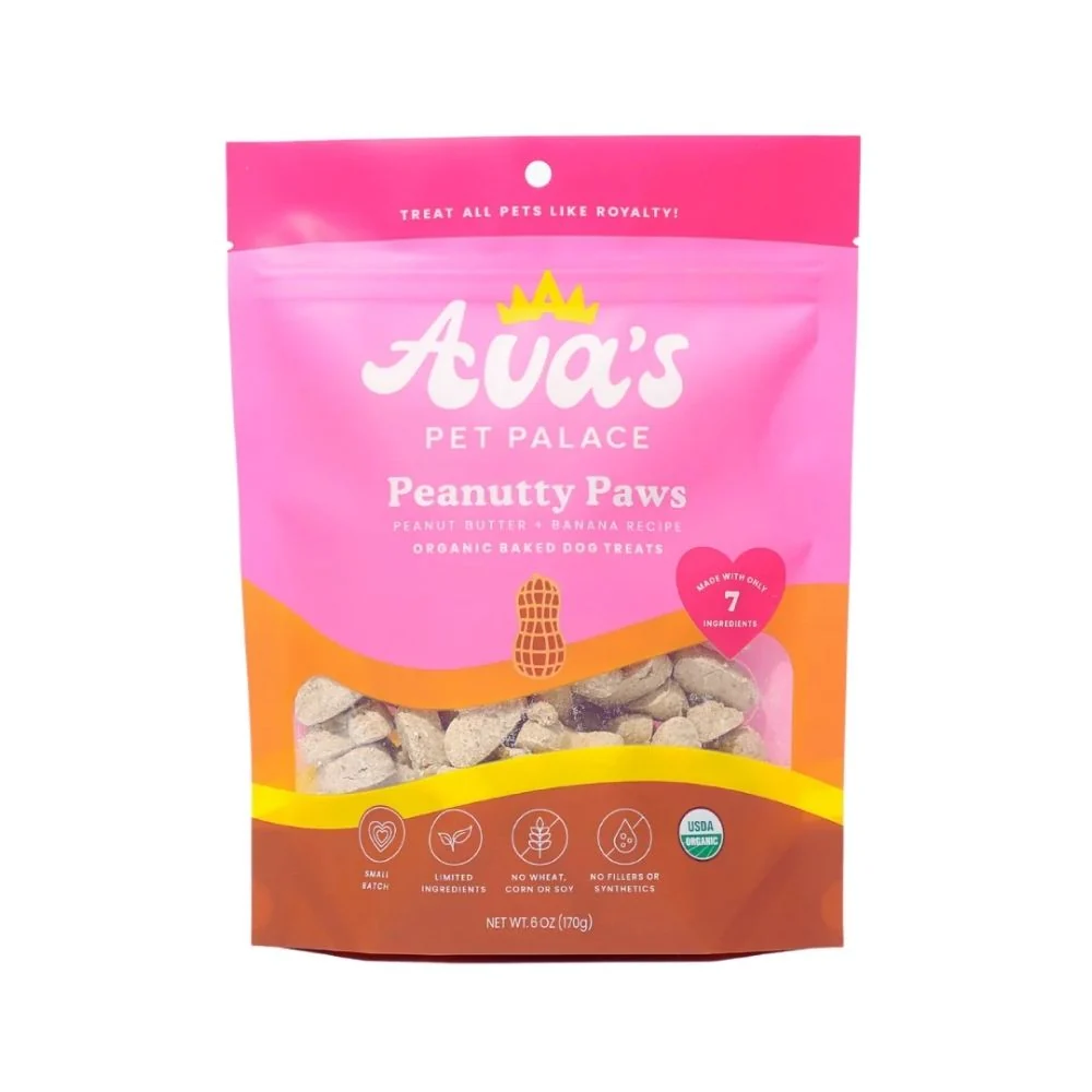 Reusable Ava's Pet Palace Organic Oven Baked Dog Treats - Peanutty Paws 6 oz 2-Pack Secure