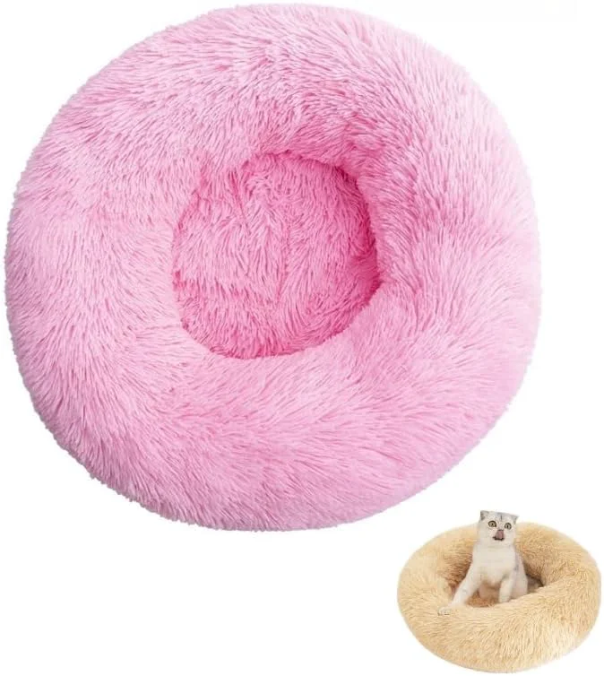 Crafted Anxiety Relief Dog Bed - Mr Fluffy Friend Anti-Anxiety Calming Plush Pet Bed for Chewing Crate Training Thunderstorm Stress A-Pink XL-80CM About ThisOverview Efficient