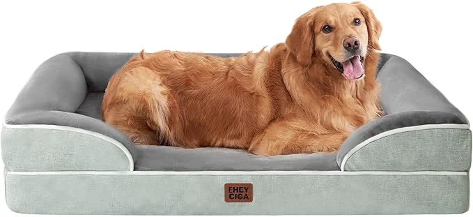 Casual EHEYCIGA Orthopedic Dog Beds for Extra Large Dogs Waterproof Memory Foam XL Dog Bed with Sides Non-Slip Bottom and Egg-Crate Foam Big Pet Couch Bed with Washable Removable Cover Greyish GreenAbout ThisOverview Secure