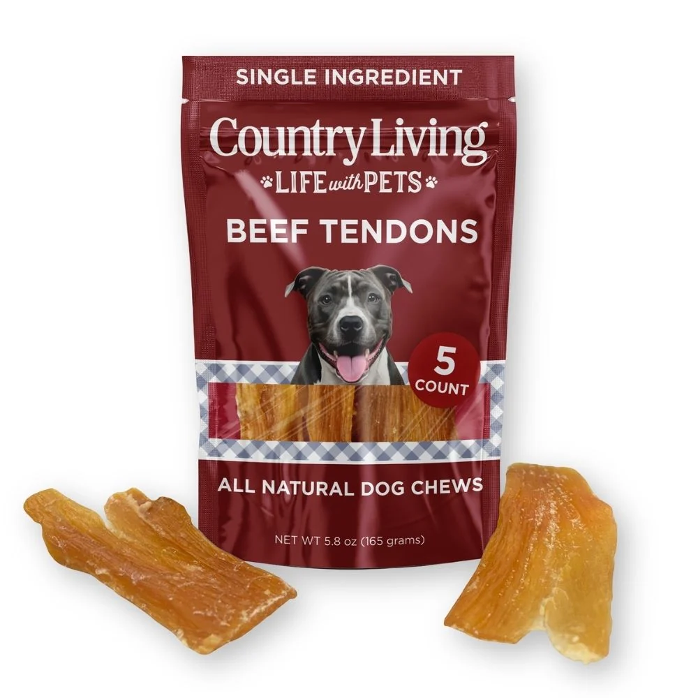 Smooth Country Living 4 -7 Beef Backstrap Tendon Dog Chews – 5 Count Bag – All-Natural Long-Lasting High-Protein Dog Treats – Single-Ingredient Grain- Clean
