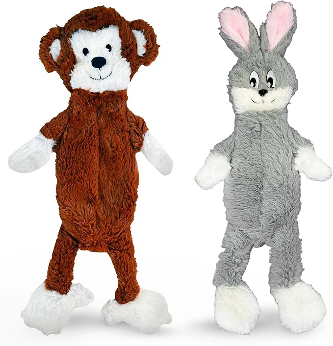 Smooth FGA MARKETPLACE Monkey-Grey Rabbit Flat NO Stuffing NO Squeak Plush Dog Toy Funny Style Will Entertain Your Pet for Hours for Small and Medium Dog 21 INCH LongAbout This Classic