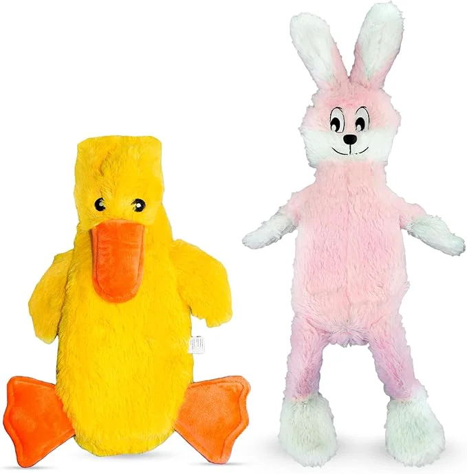 Sophisticated FGA MARKETPLACE Pink Rabbit-Duck Flat NO Stuffing NO Squeak Plush Dog Toy Funny Style Will Entertain Your Pet for Hours for Small and Medium Dog 21 INCH LongAbout This Enhanced