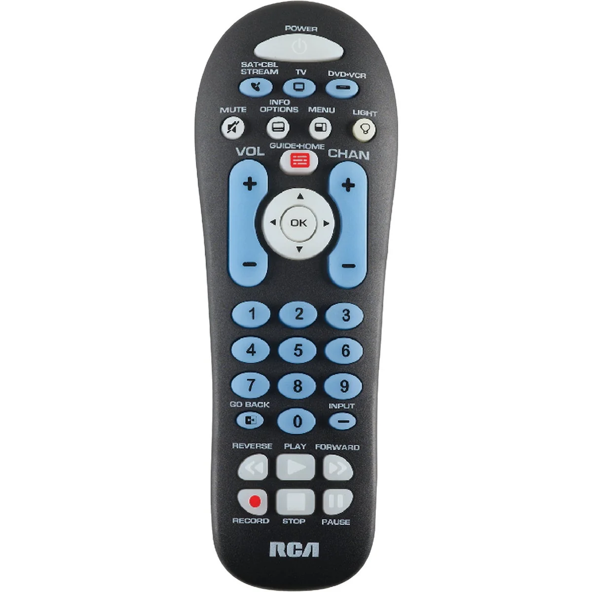 Versatile RCA 3-Device Universal Black Remote Control Secure