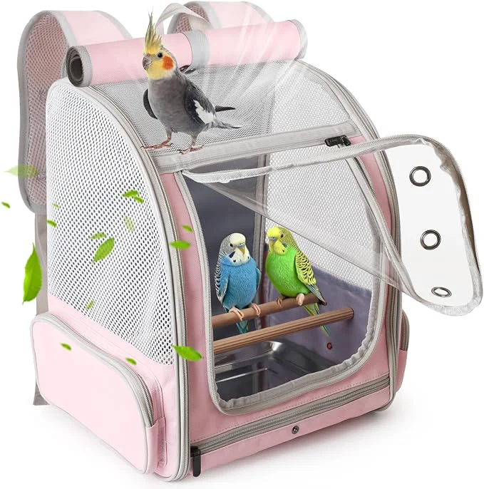 Sophisticated Parrot Carrier Backpack with Front Zipper Opening Bird Travel Carrier Cage Unique