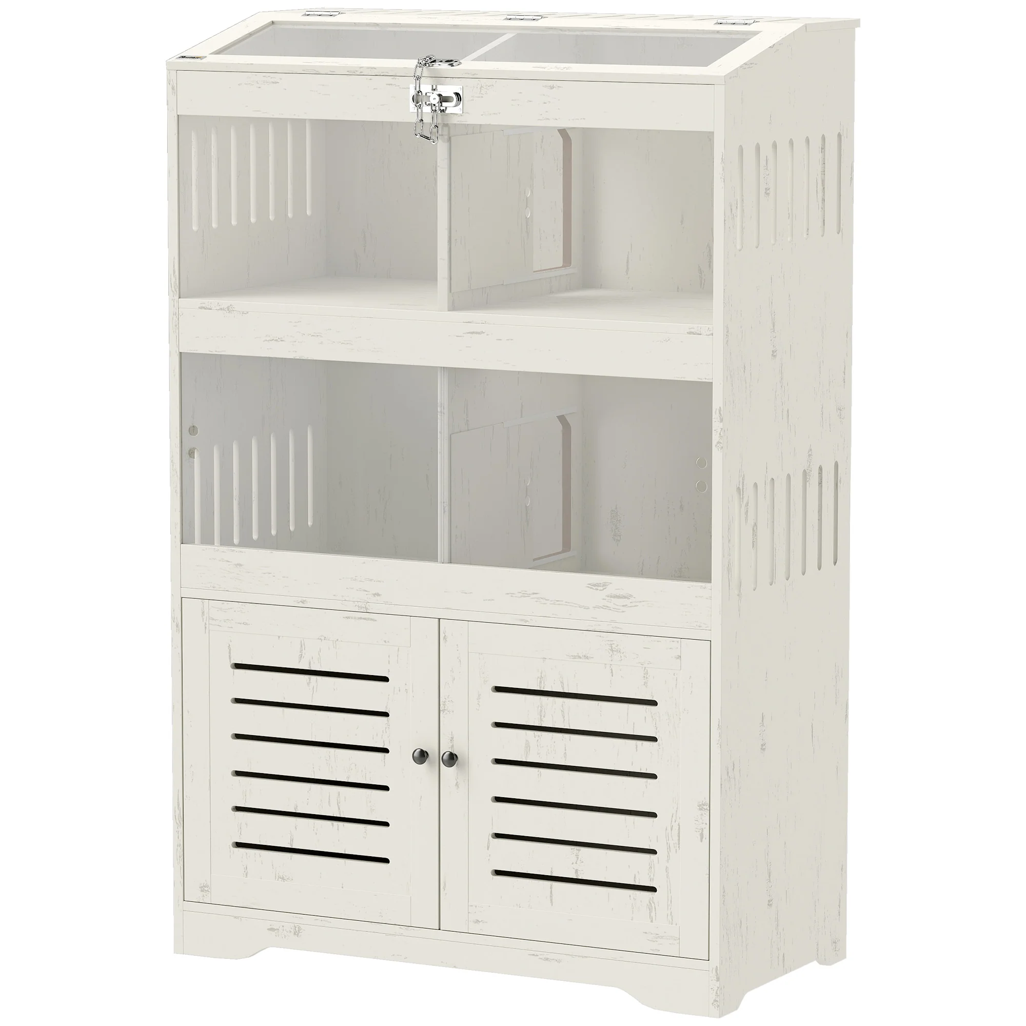 Versatile Large Hamster Cage with Storage Cabinet Clear Transparent Panels Cream White Fine Crafted