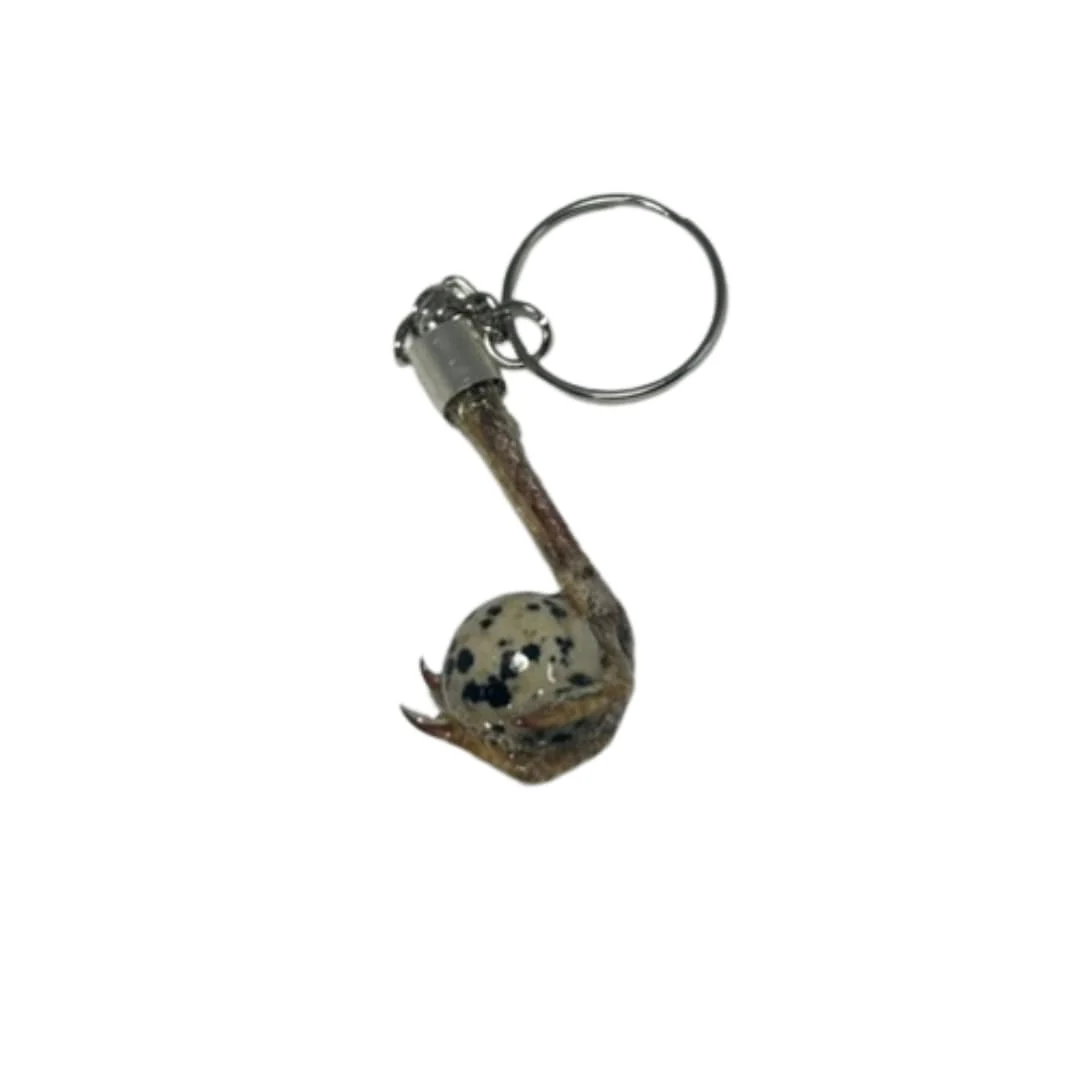 Sophisticated Quail Foot Keychain with Faux Quail Egg Stone Expertly Made