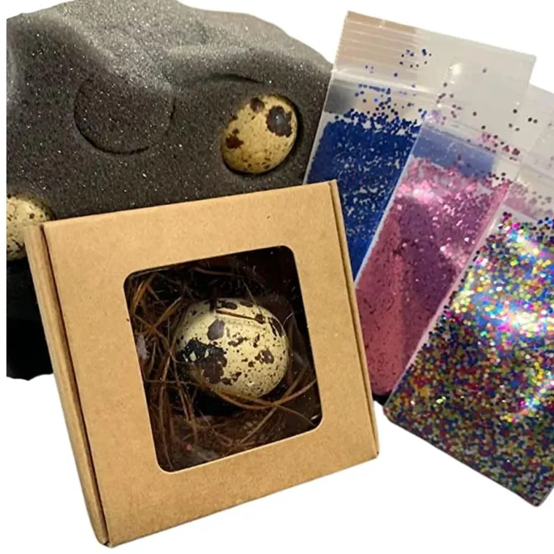 Responsible Gender Reveal Ideas Quail Egg Pregnancy Announcement Kit for Family - Creative Baby Shower Activities Memorable Baby's Gender Reveal comes with 3 Hollow Quail eggs glitter and a craft box Genuine